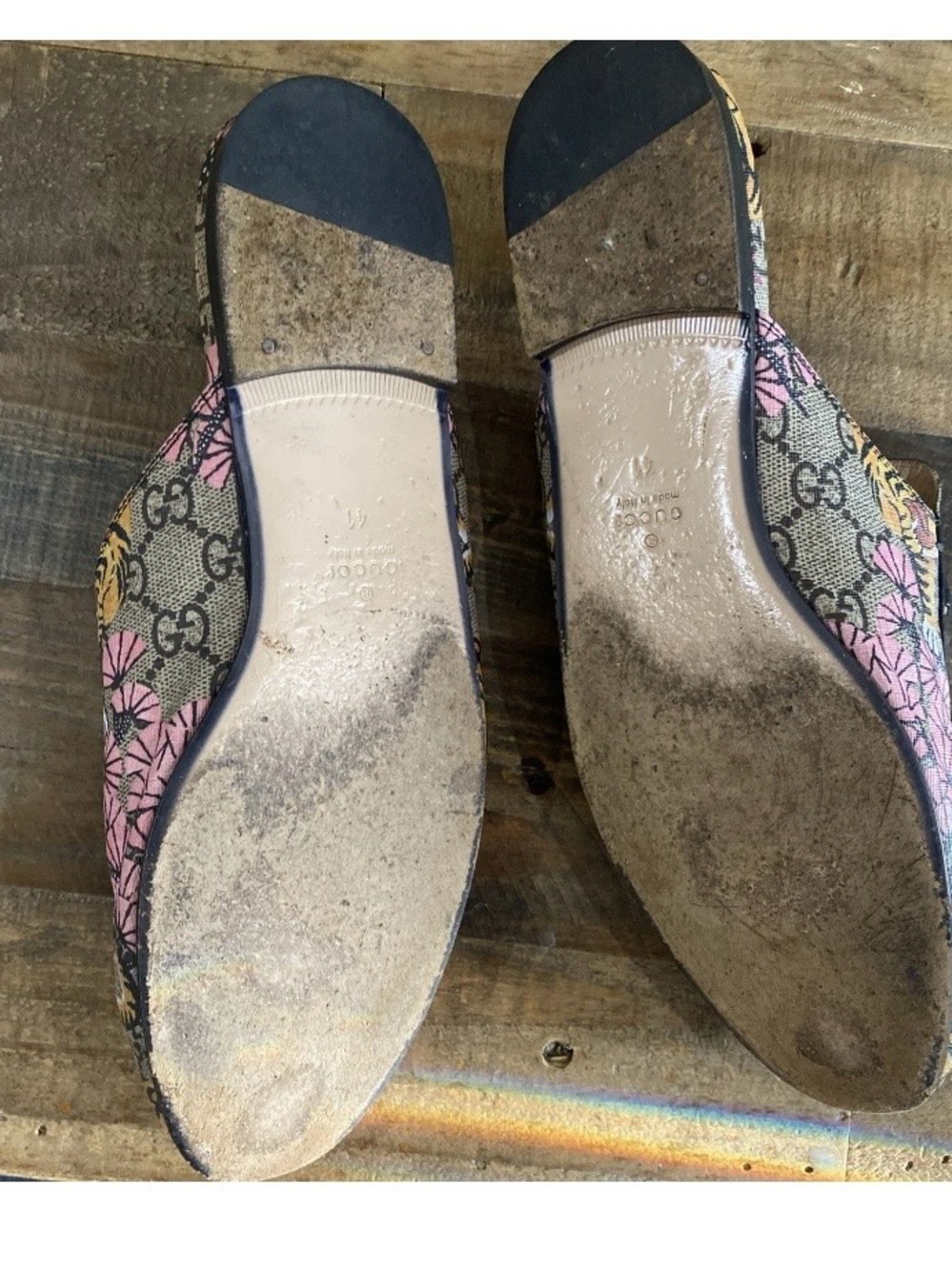 Gucci Tiger & Floral Horsebit Mules - Pink and Yellow - Picture 5 of 11